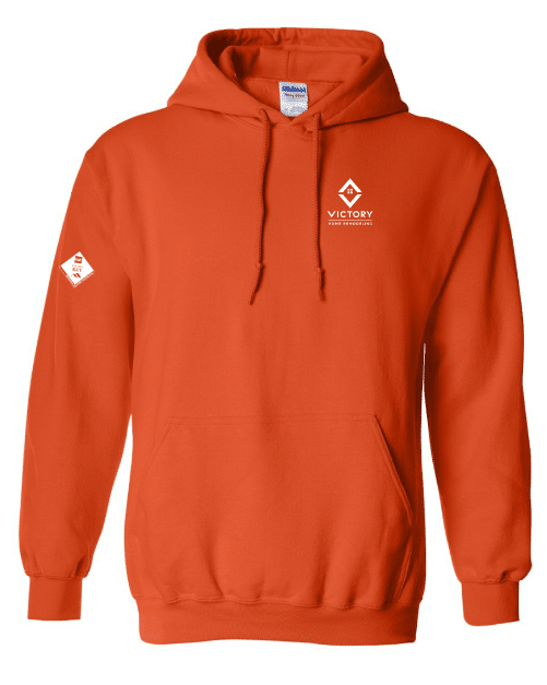 "Work Hard. Play Hard" Classic Hoodie - Orange, L